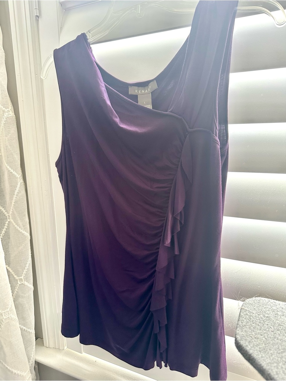 Kenar One-Shoulder Purple Ruffle Tank Dress